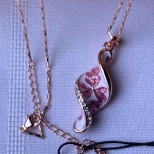 FAC Swirl Enamel & Rose Gold Crystal Necklace NWT​